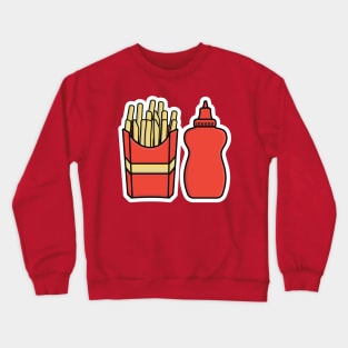 French Fries in Fries Box with Tomato Sauce Bottle vector illustration. Fast Food icon concept. Children potato food vector design. Crewneck Sweatshirt